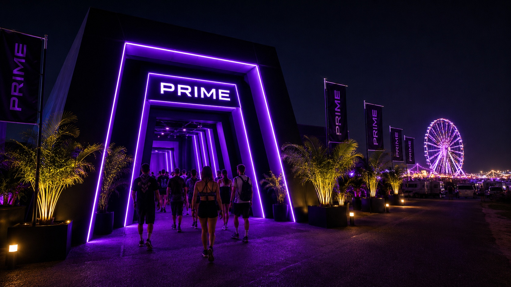 PRIME Festival Gateway at night